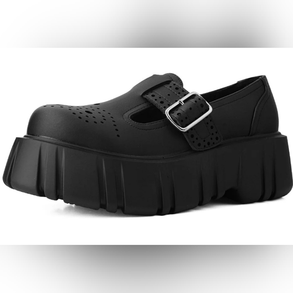 Black TUKskin™ T-Bar Anarchic Airship Brogue Sz 7.5